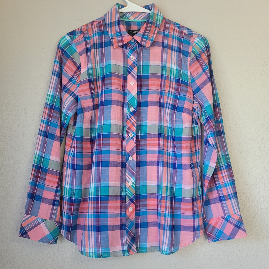 Talbots Checkered Button Down Nwt
